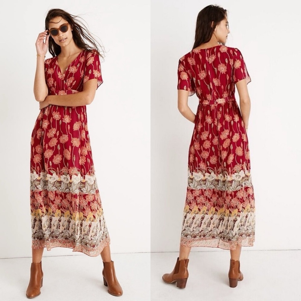 Madewell Red Floral Maxi Dress